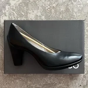 Ecco Shoes Ecco Sculptured 75 Black Leather Pump Heels Size Eu